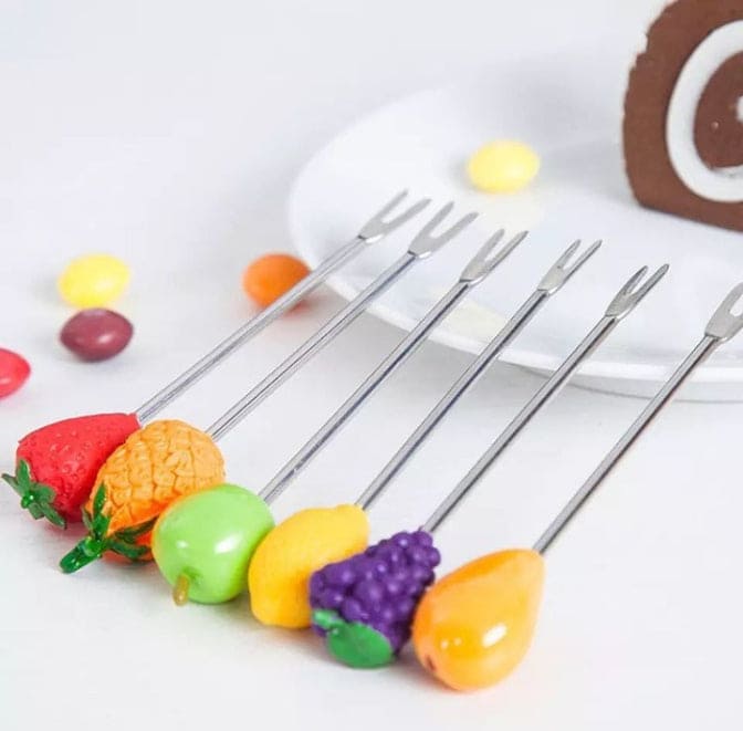 6pcs/Set Snack Cake Dessert Food Fork, Stainless Steel Cute Creative Party Decoration Fruit Fork, Food Picks Forks For Kids 6pcs/Set Snack Cake Dessert Food Fork, Stainless Steel Cute Creative Party Decoration Fruit Fork, Food Picks Forks For Kids